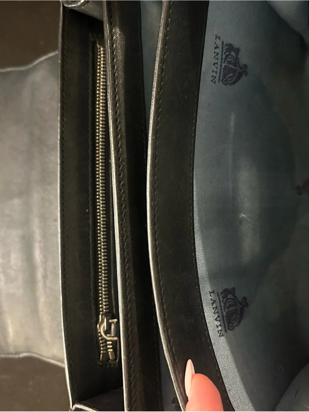 Lanvin Black Leather Chain Crossbody Bag